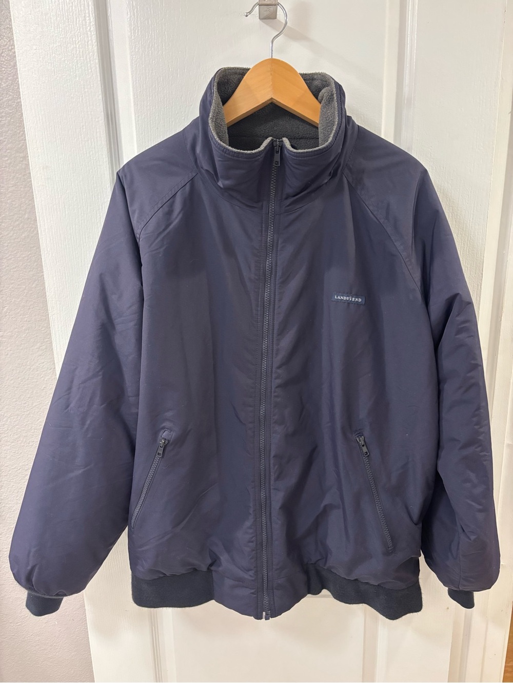 Lands' End Men's Classic Squall Aircore-200 Polartec Navy Blue Zip-Up Jacket XL